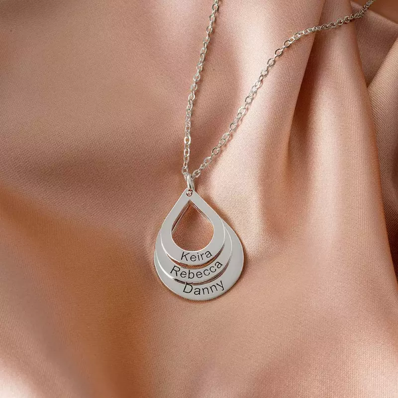 Personalized Family Necklace Drop Sharp Mama Necklace with Custom Name On It for Women Push Presents for Wife 